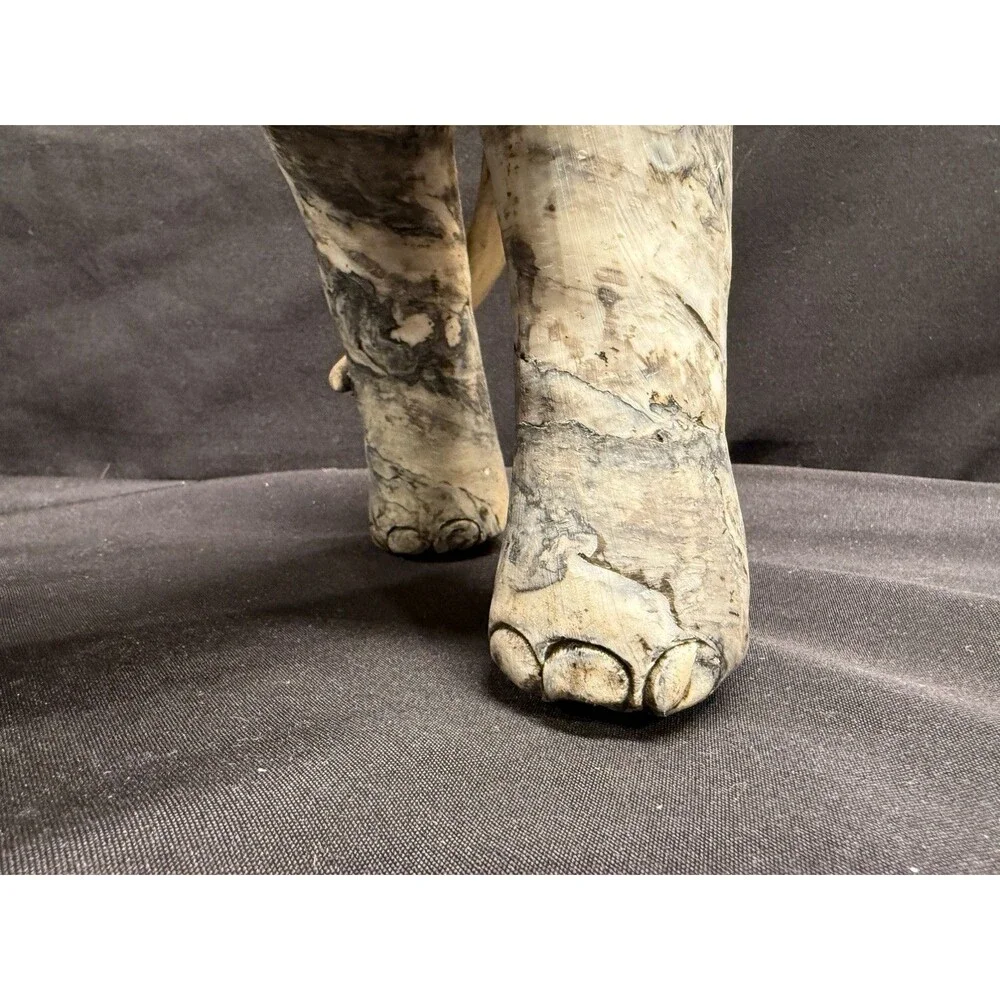 Large Carved Elephant made from Crushed Oyster Shells trunk up Vintage 15” tall